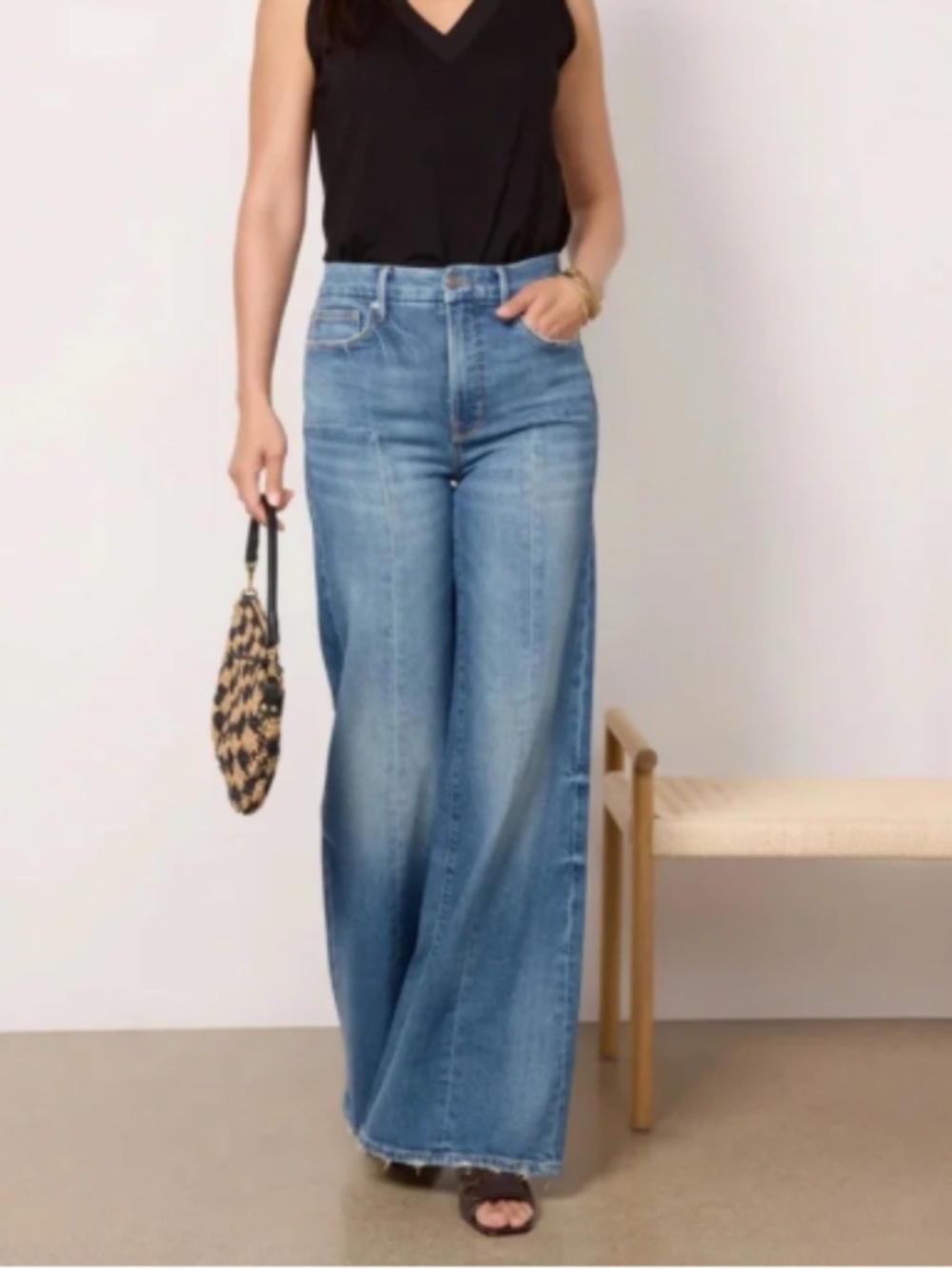 Good American Good Waist Palazzo Seamed Jeans Sz 28